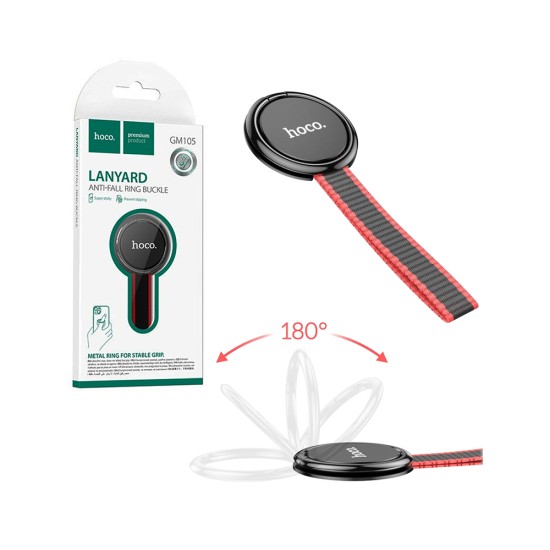 Hoco Lanyard Anti-fall Ring Buckle GM105 for Smartphone 180° folding Black Hoco Lanyard Anti-fall Ring Buckle GM105 for Smartphone 180° folding Black